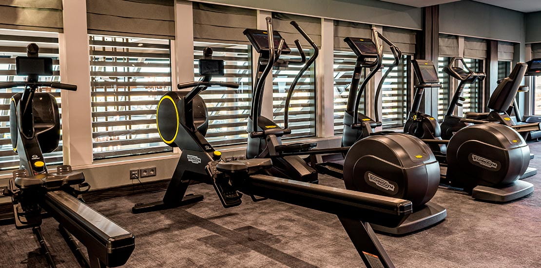Equipment includes rowing machines and exercise bikes